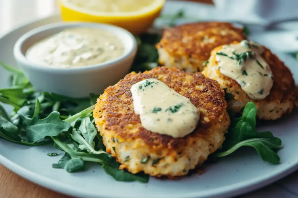 Delicious crab cakes with creamy remoulade sauce