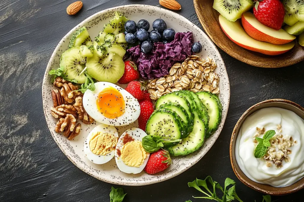 30 grams of protein breakfast with eggs, yogurt, and nuts