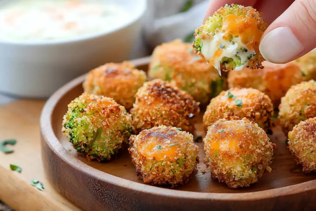 Delicious homemade broccoli bites with cheese and herbs.