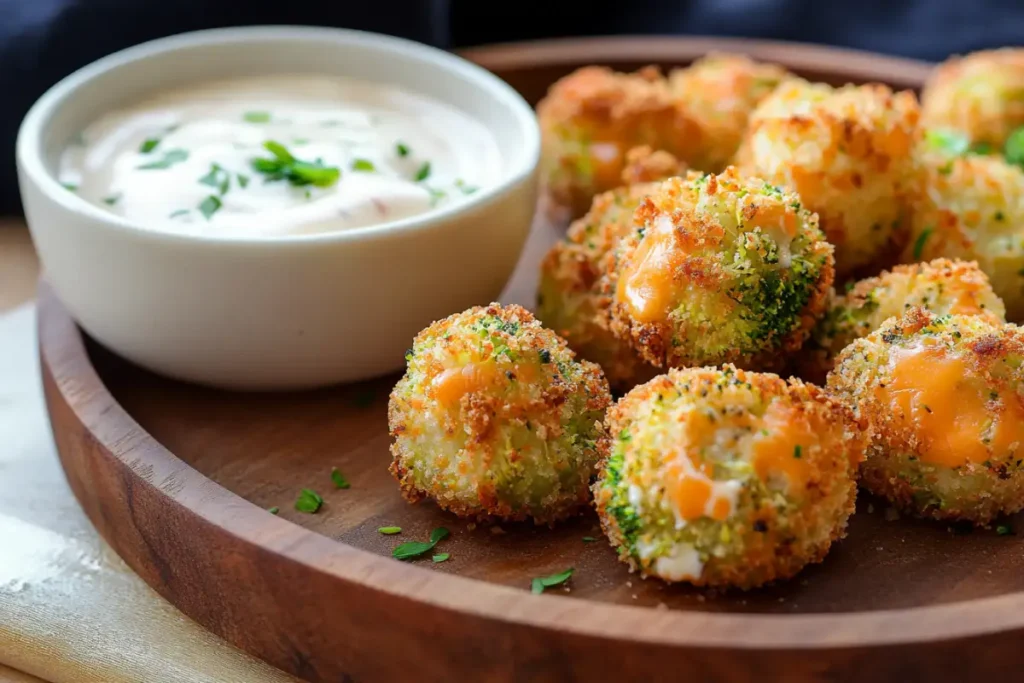 Delicious broccoli bites on a serving plate