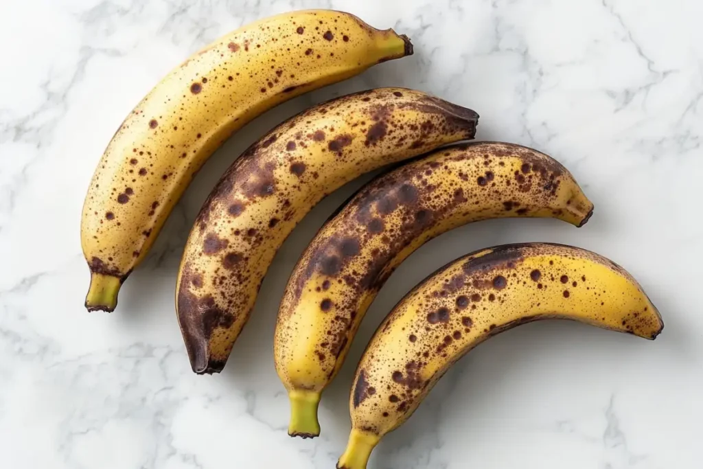 Overripe bananas perfect for banana bread, showing why are older bananas better for banana bread